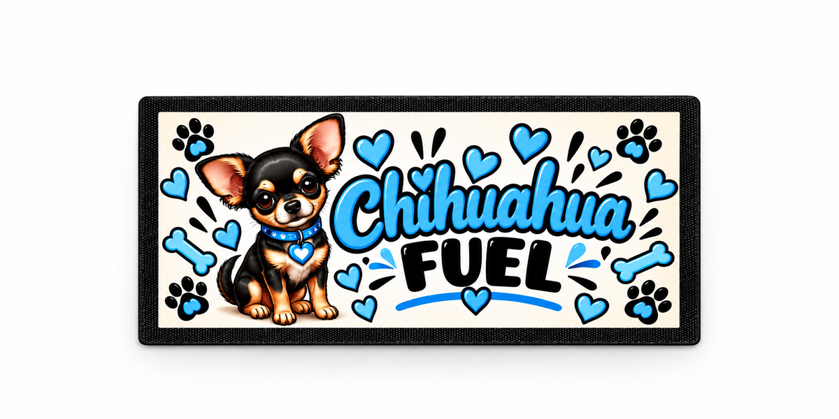 Chihuahua Fuel Dog Bowl Mat – 44 × 25 cm