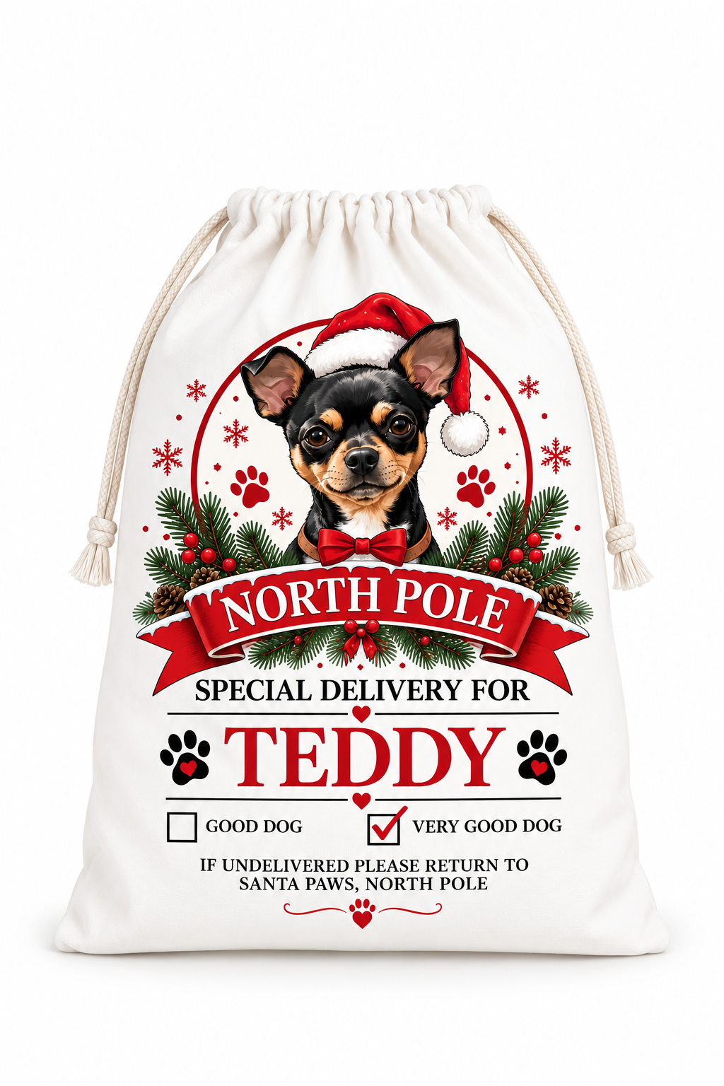 Personalised Cartoon Dog Christmas Sack