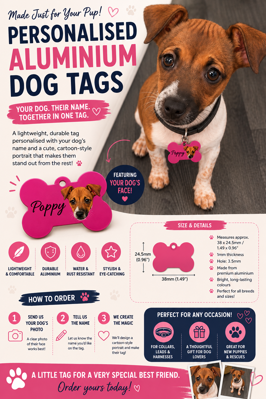 Personalsied pet ID tags bone shaped