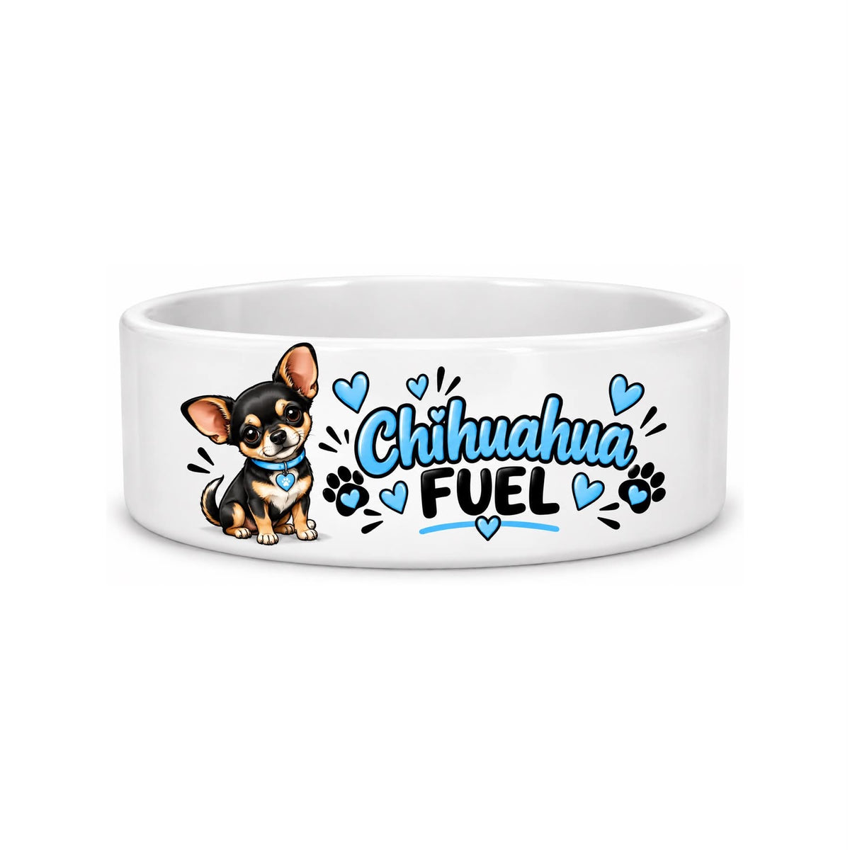 Personalised Chihuahua Fuel Dog Bowl - blue