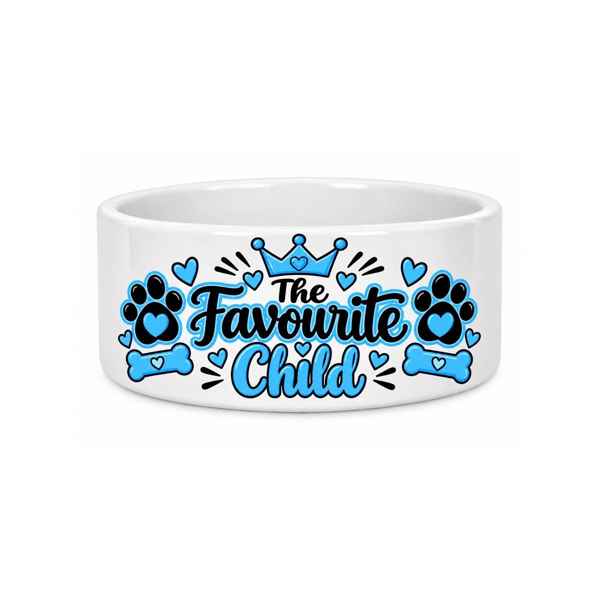The Favourite Child” Dog Bowl – Blue