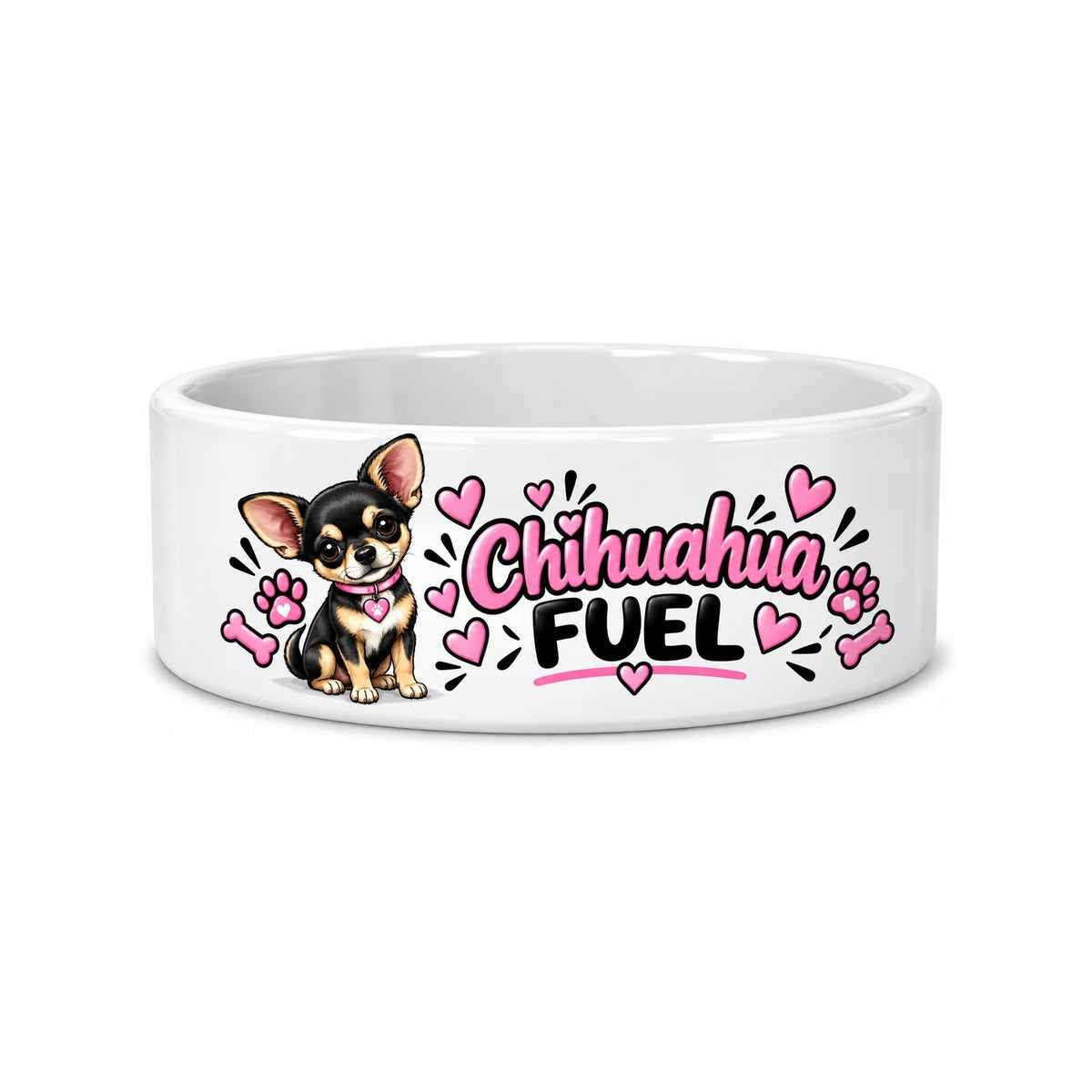 Personalised Chihuahua Fuel Dog Bowl - Pink