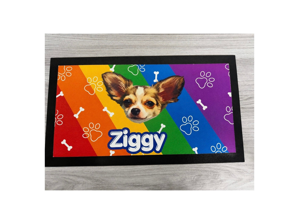 Pride inspired dog bowl mat
