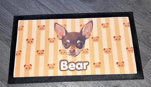 Dog/pet bowl placement mats personalised.