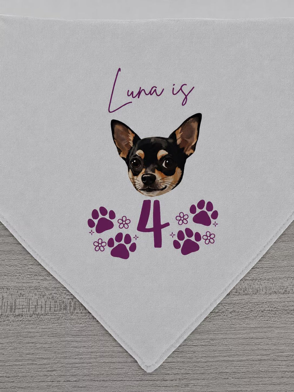 Dog/pet personalised birthday bandana.