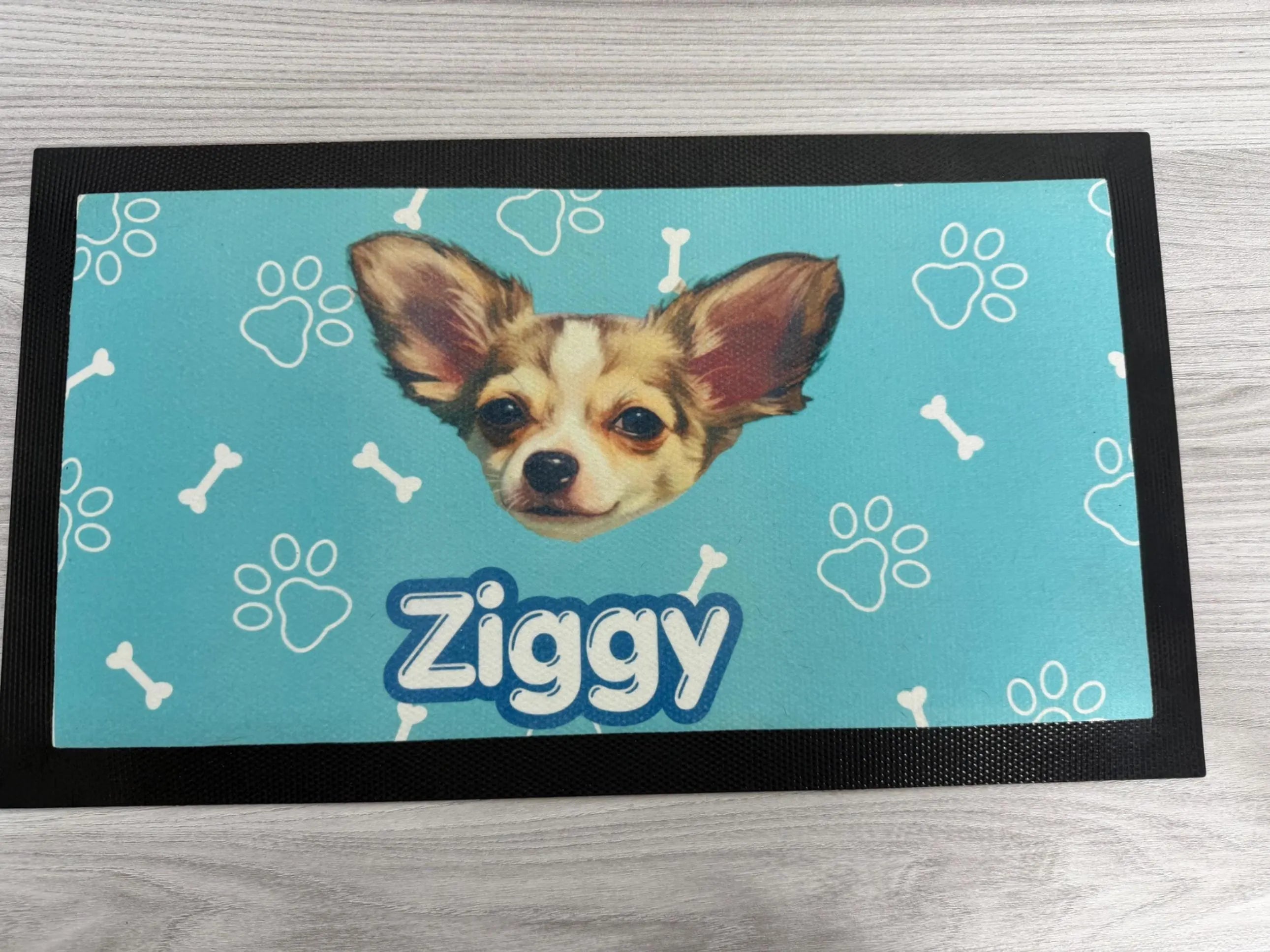 Dog/pet bowl placement mats personalised.