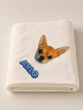 Personalised dog blanket with picture and name