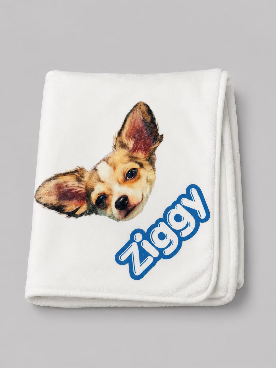 Personalised dog blanket with picture and name