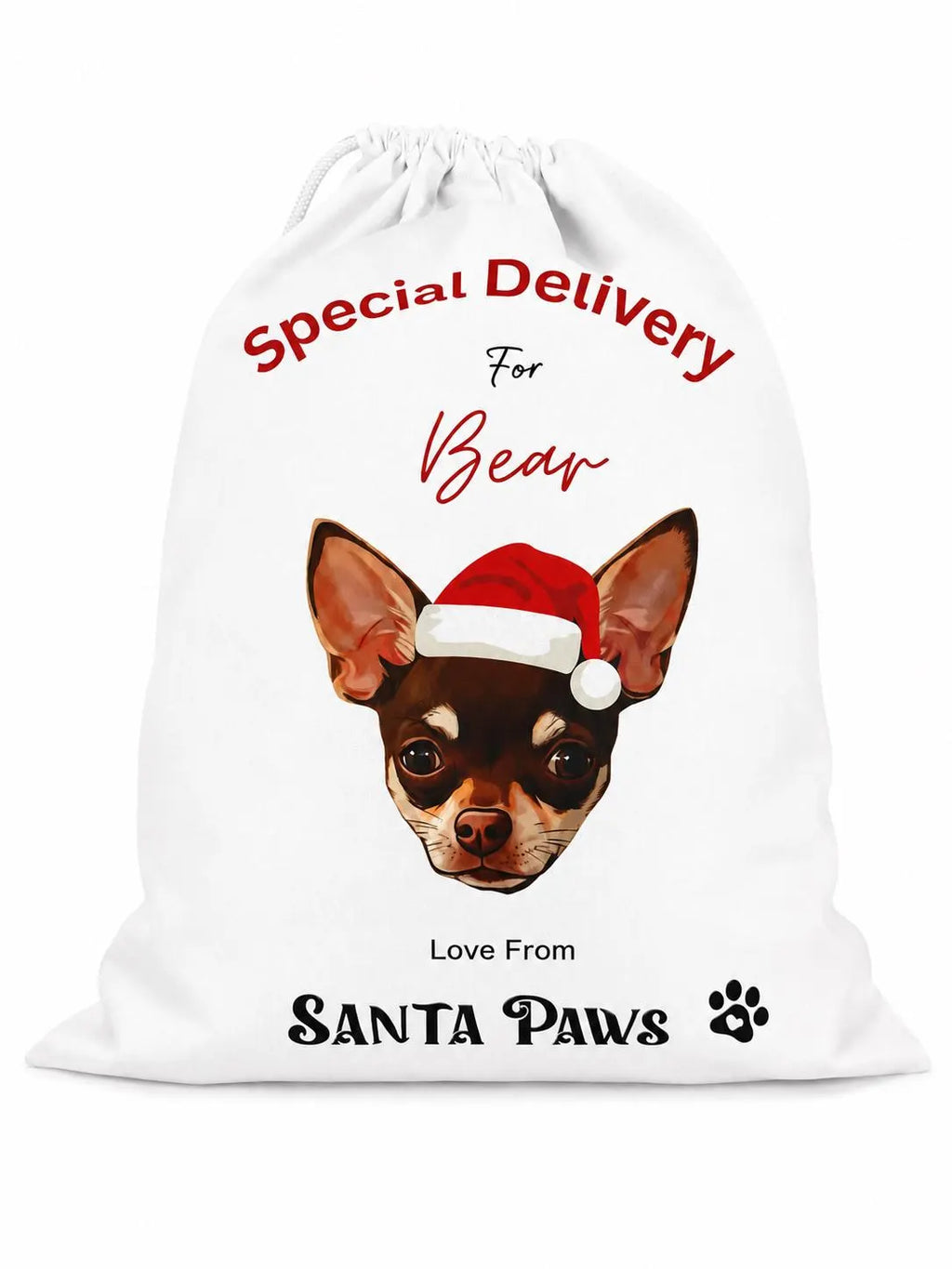 Personalised dog / pet Santa paws sack