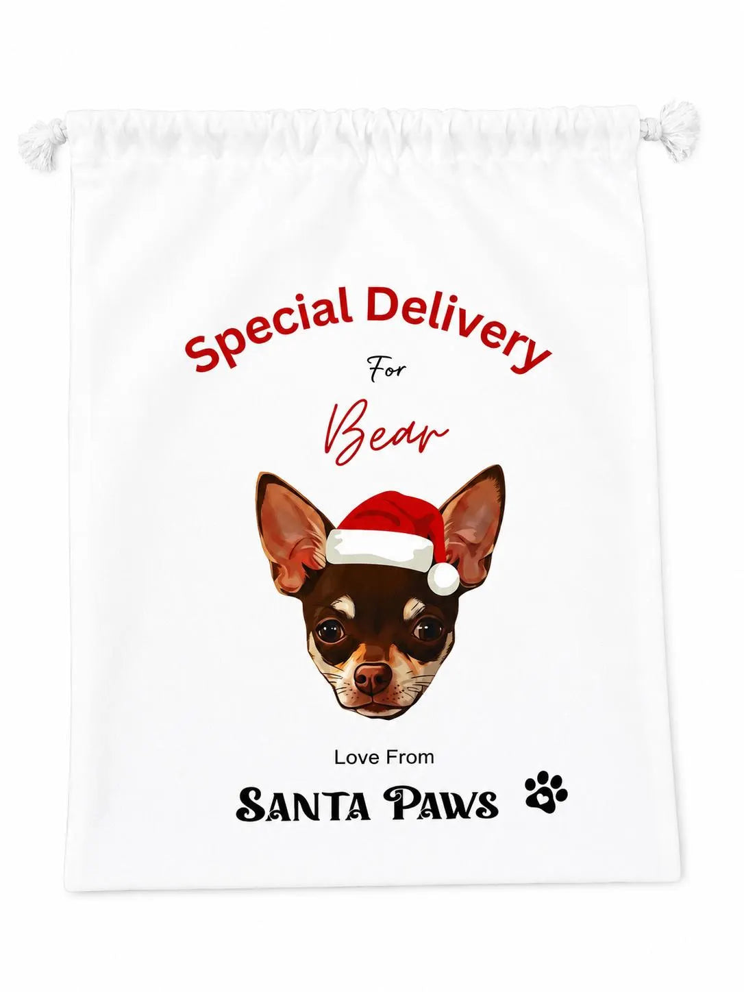 Personalised dog / pet Santa paws sack